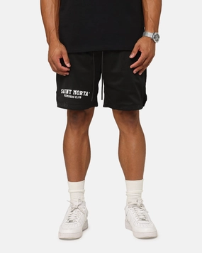 Relaxed Cut Saint Morta Members Club Mesh Shorts Black
