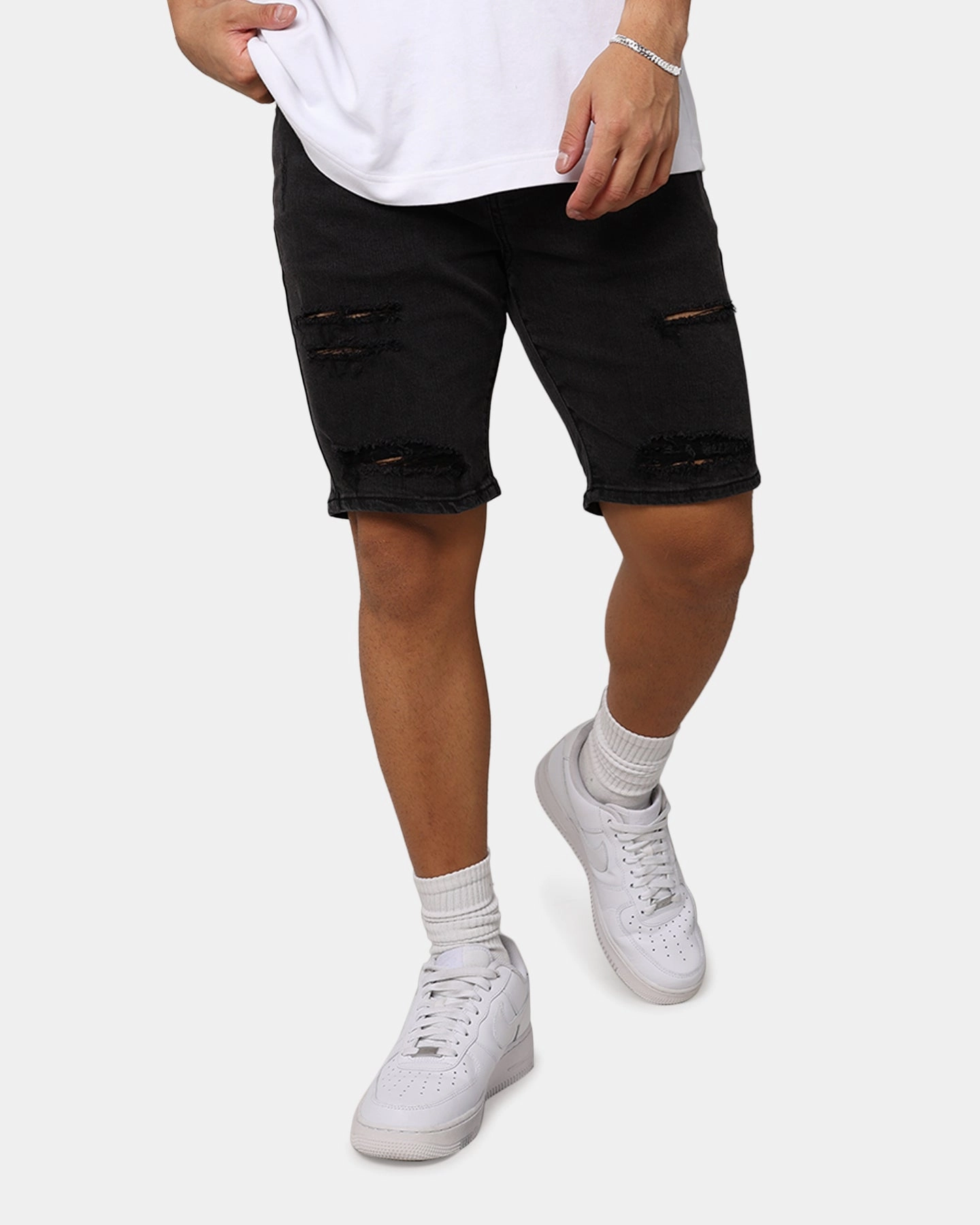 Saint Morta Thrashed Denim Shorts Vintage Black beach goers Outdoor Days