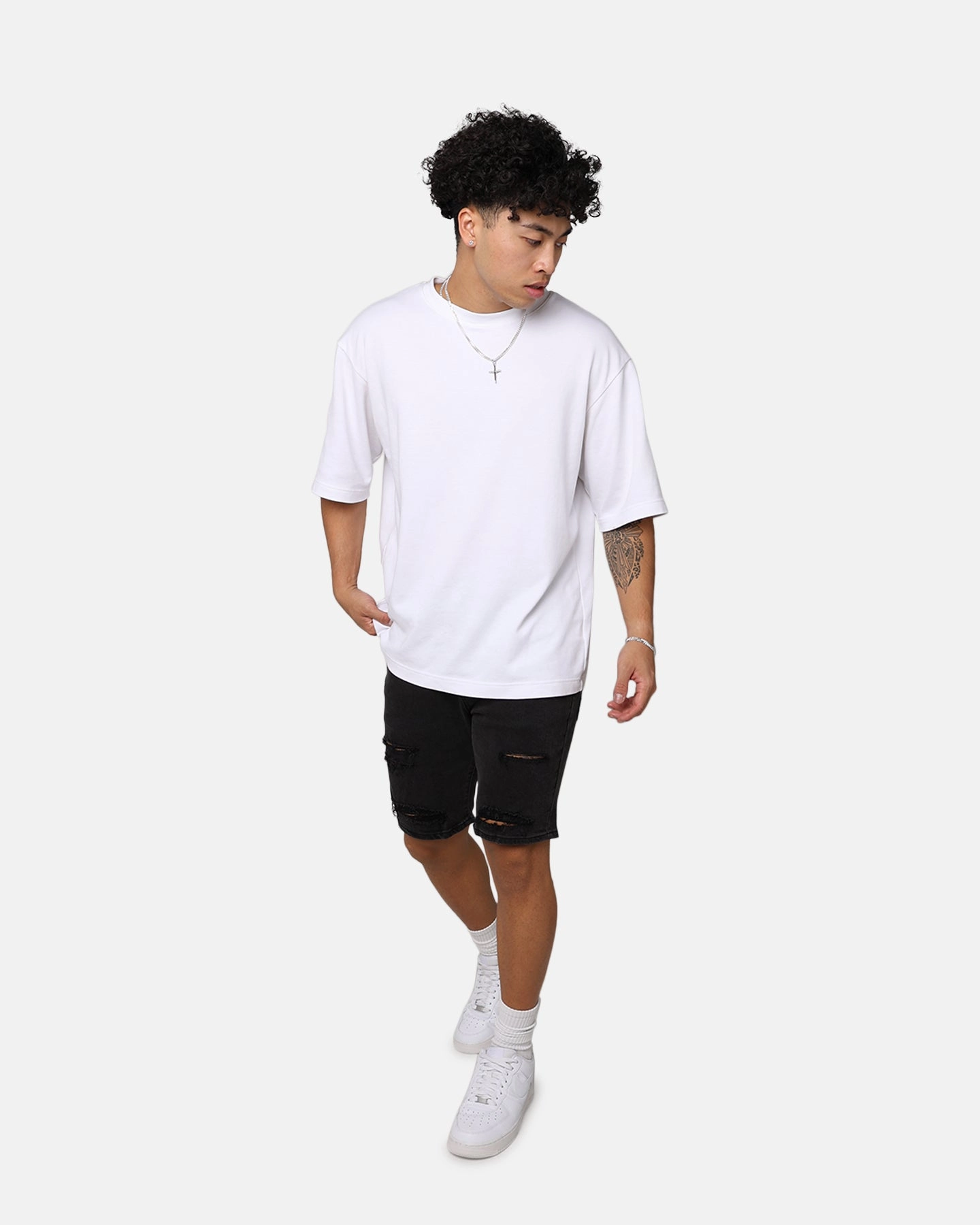 Quick Pocket Access Saint Morta Thrashed Denim Shorts Vintage Black