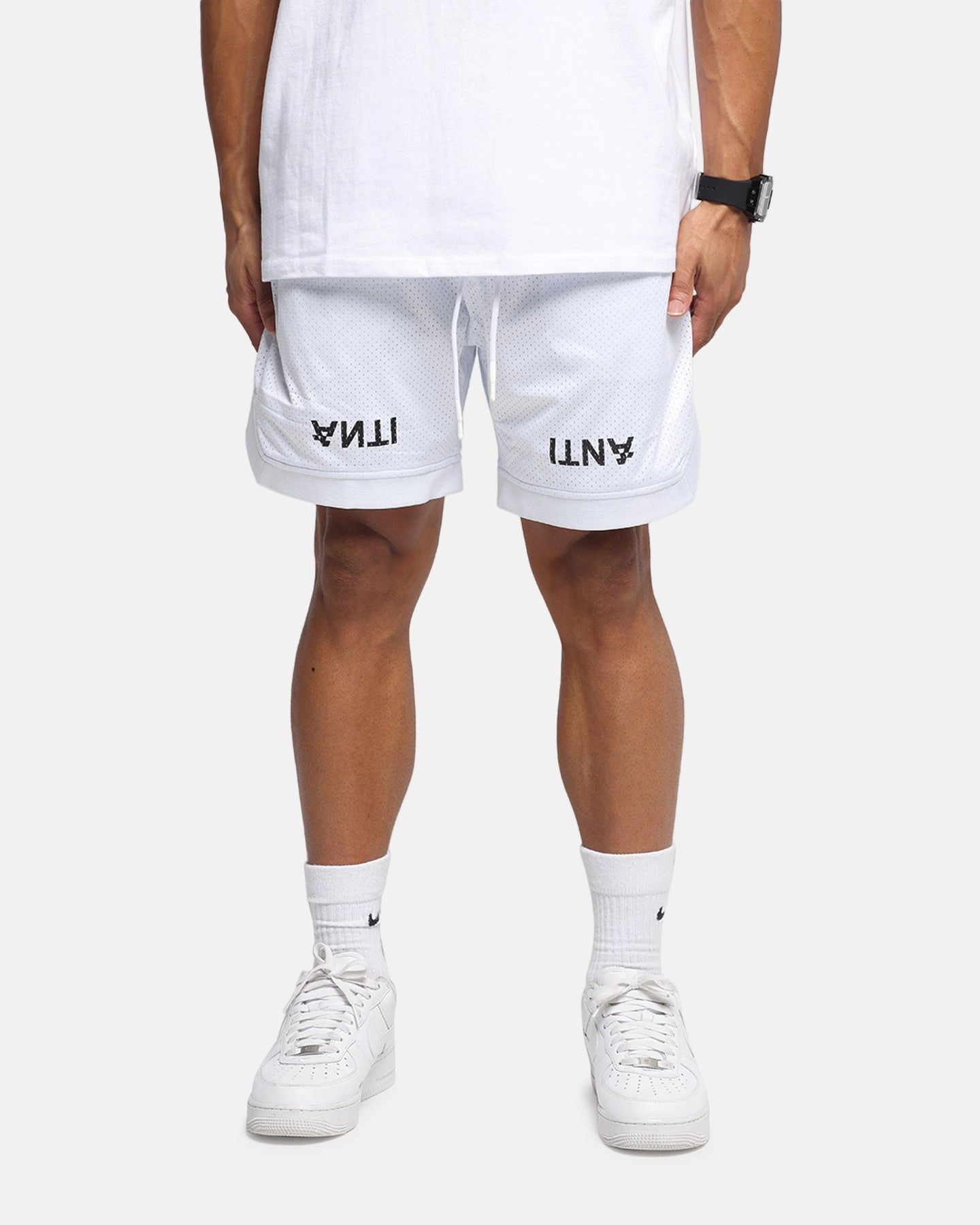 The Anti Order Post Season Basketball Shorts White/Black Comfortable Style UPF Sun Protection