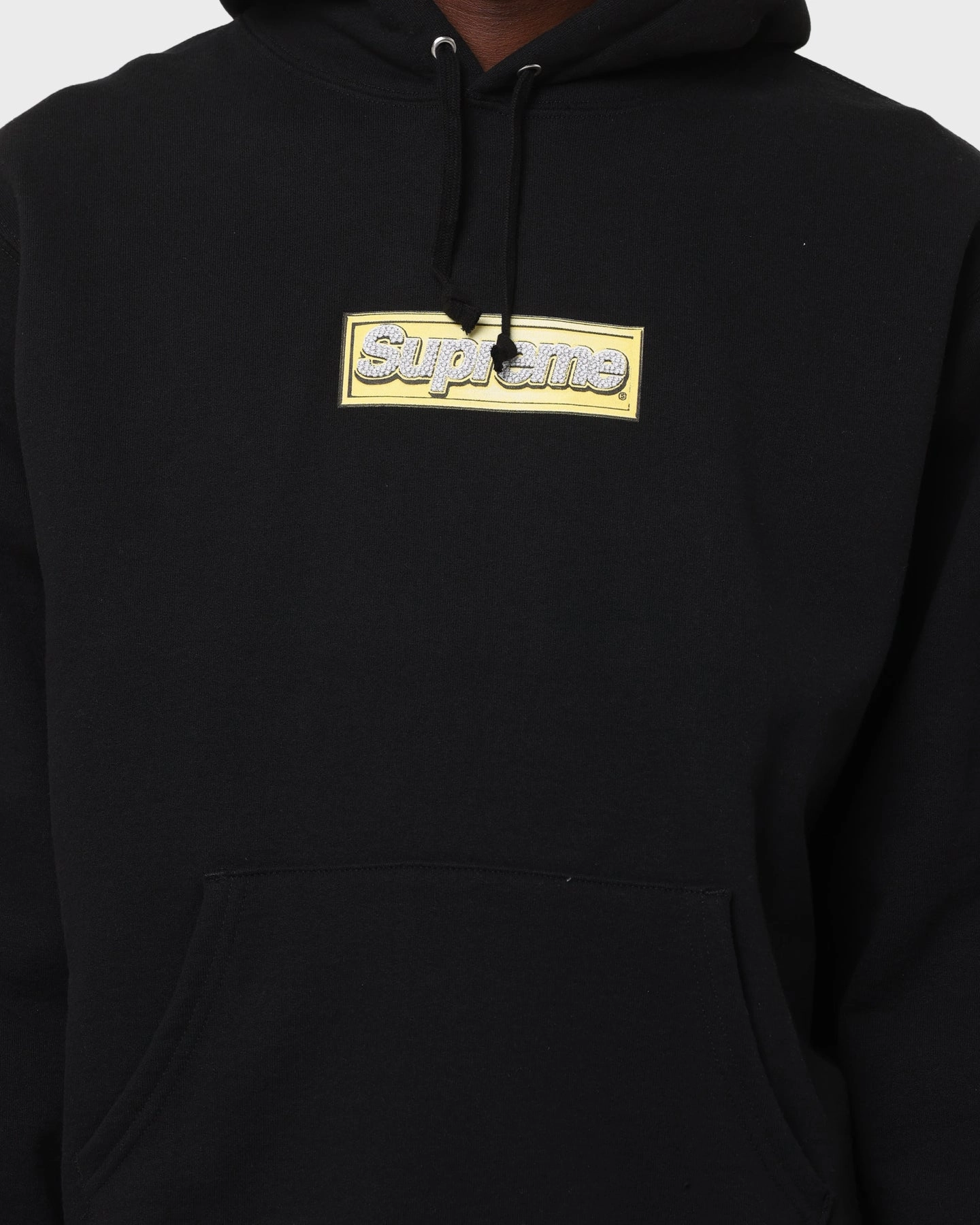Active Fit Taped Neckline Seams Supreme Bling Box Logo Hoodie Black