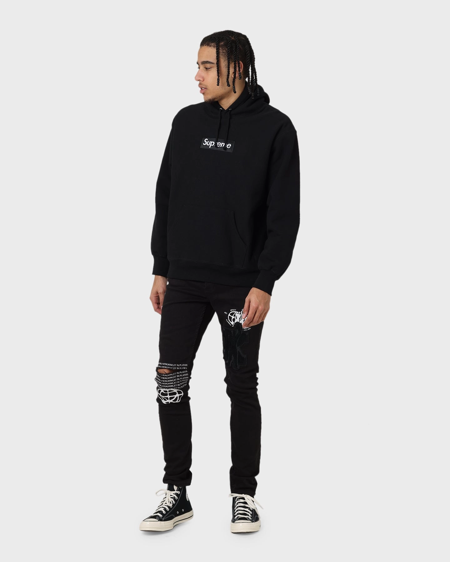 Supreme Box Logo Hooded Sweatshirt Black DurableShell night