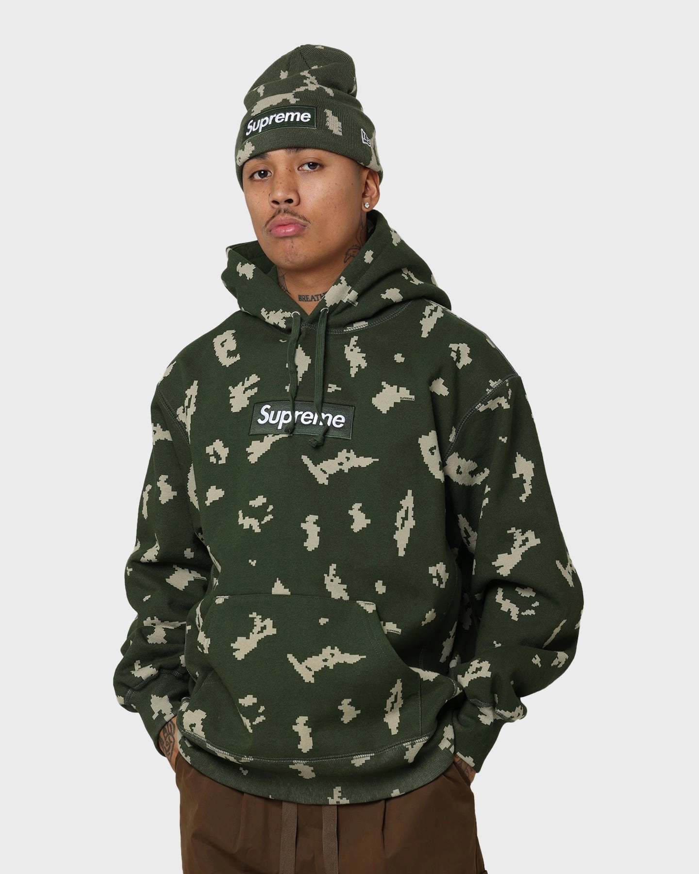 Supreme Box Logo Hooded Sweatshirt Camo PreShrunk Cotton Blend