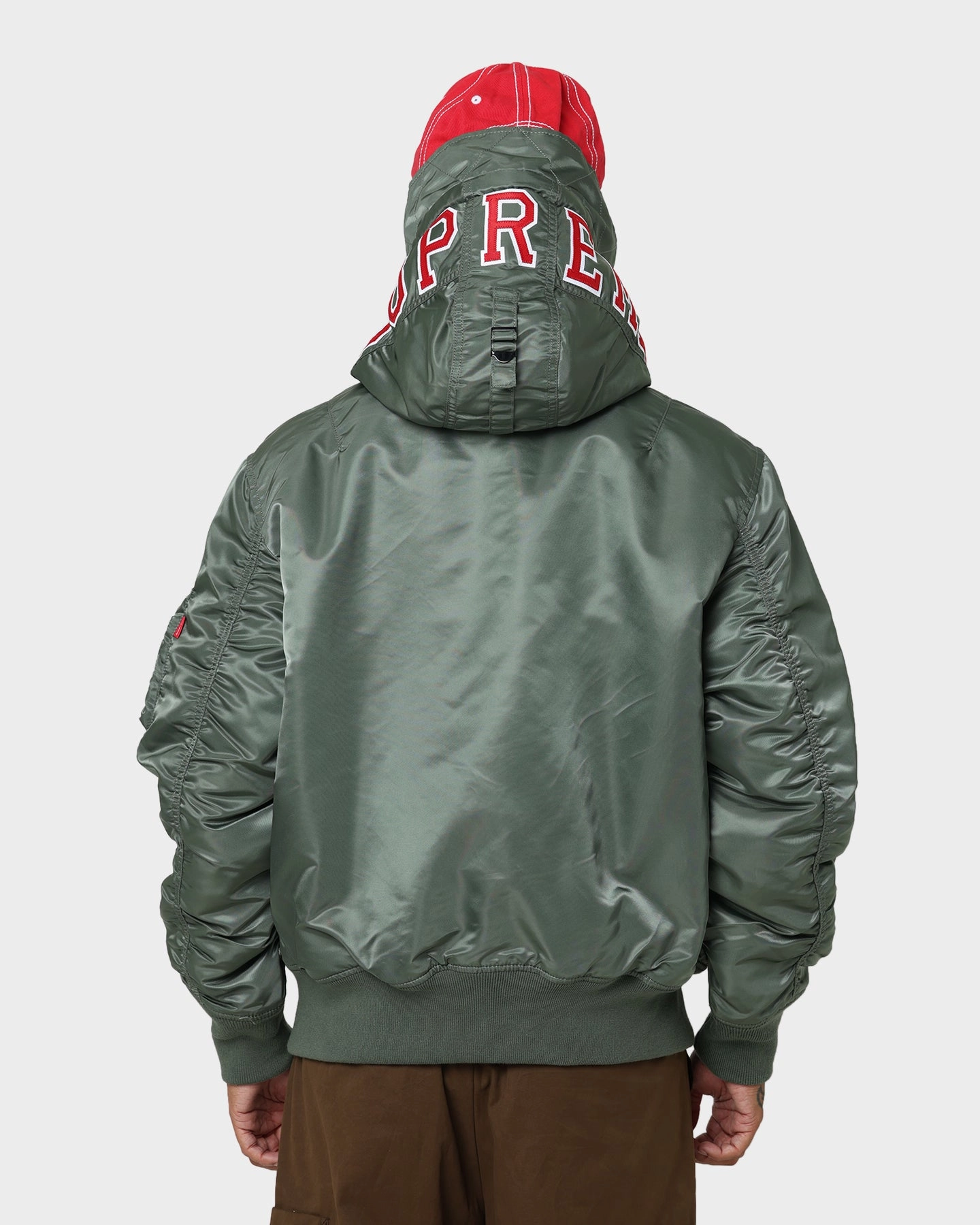 petite size Supreme Hooded MA-1 Jacket Olive