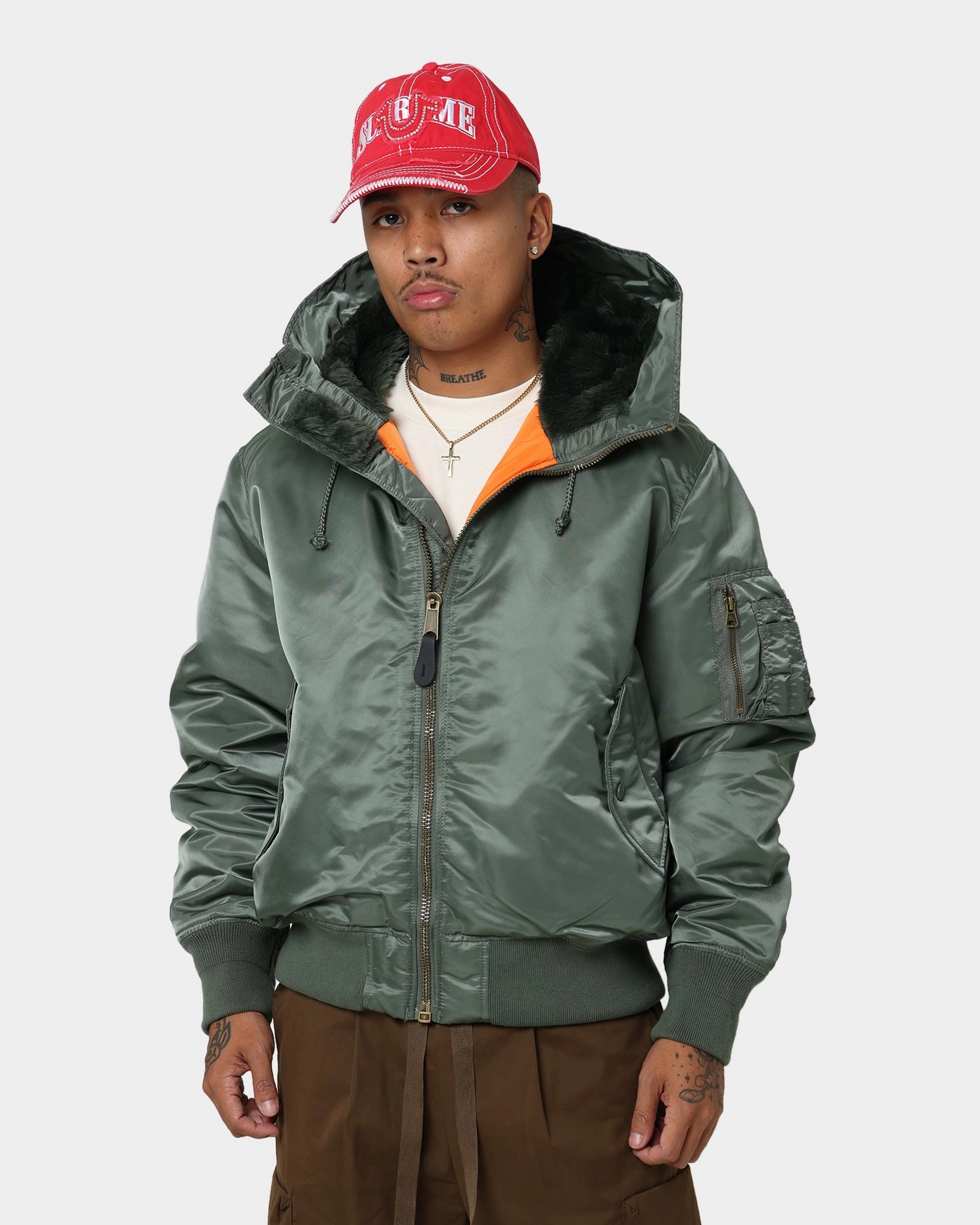 popular among teenagers Supreme Hooded MA-1 Jacket Olive
