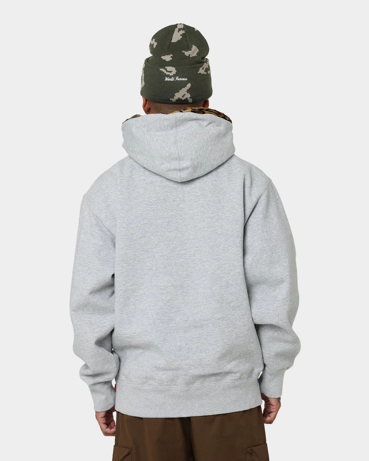 Supreme Leopard Trim Hooded Sweatshirt Grey adults family gathering