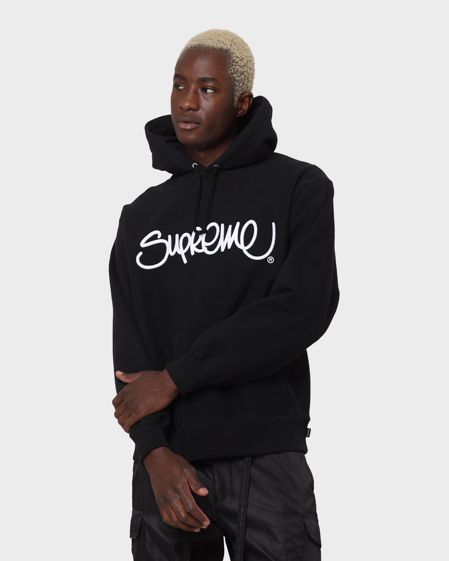 Supreme Raised Handstyle Hoodie Black Anti Pilling Water Resistant Shell