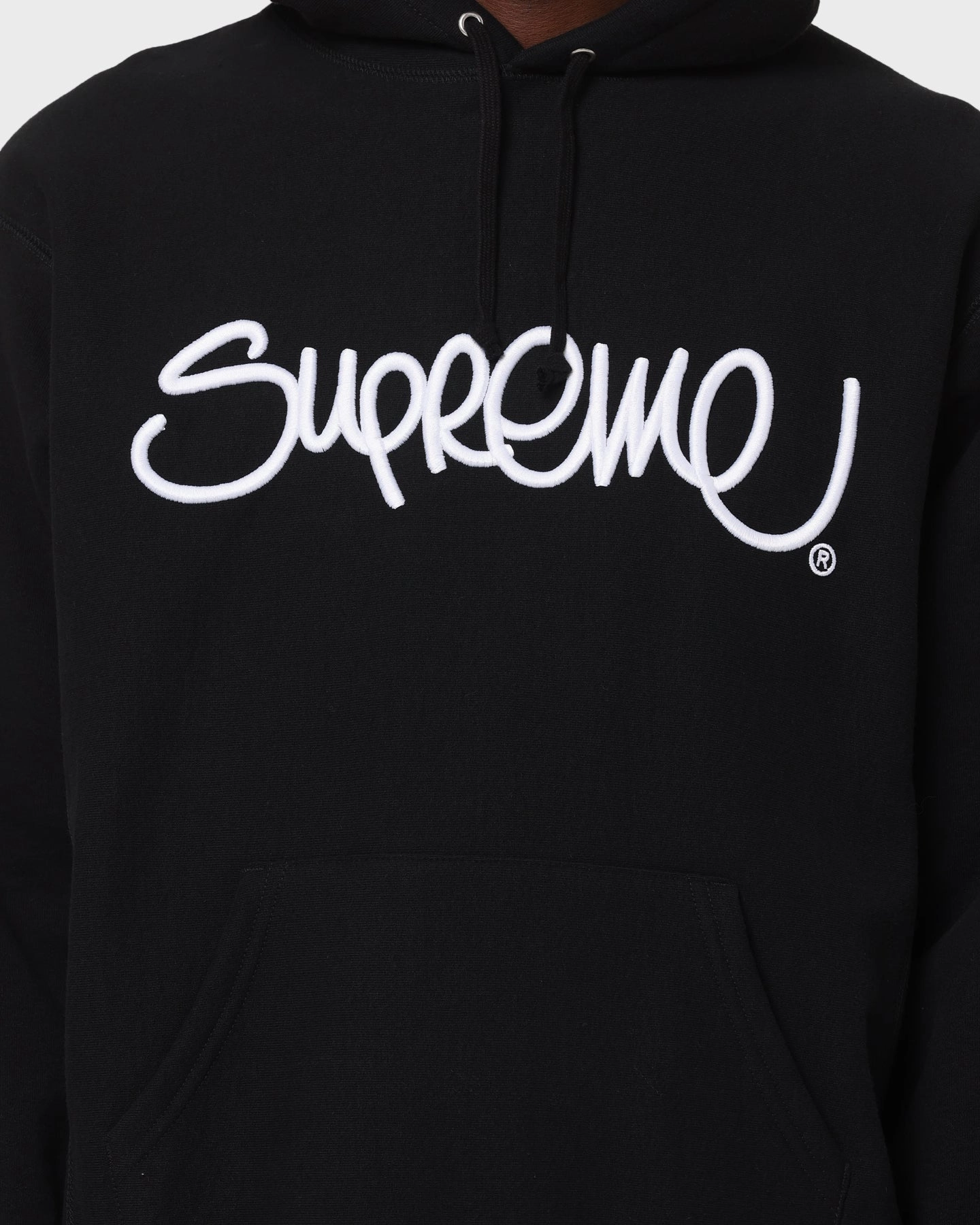 Badge Thermal Insulation Supreme Raised Handstyle Hoodie Black