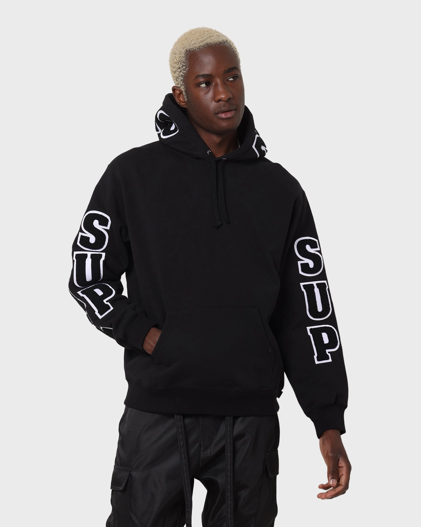 Supreme Team Chenille Hoodie Black Rugged Outer Shell Static Resistant