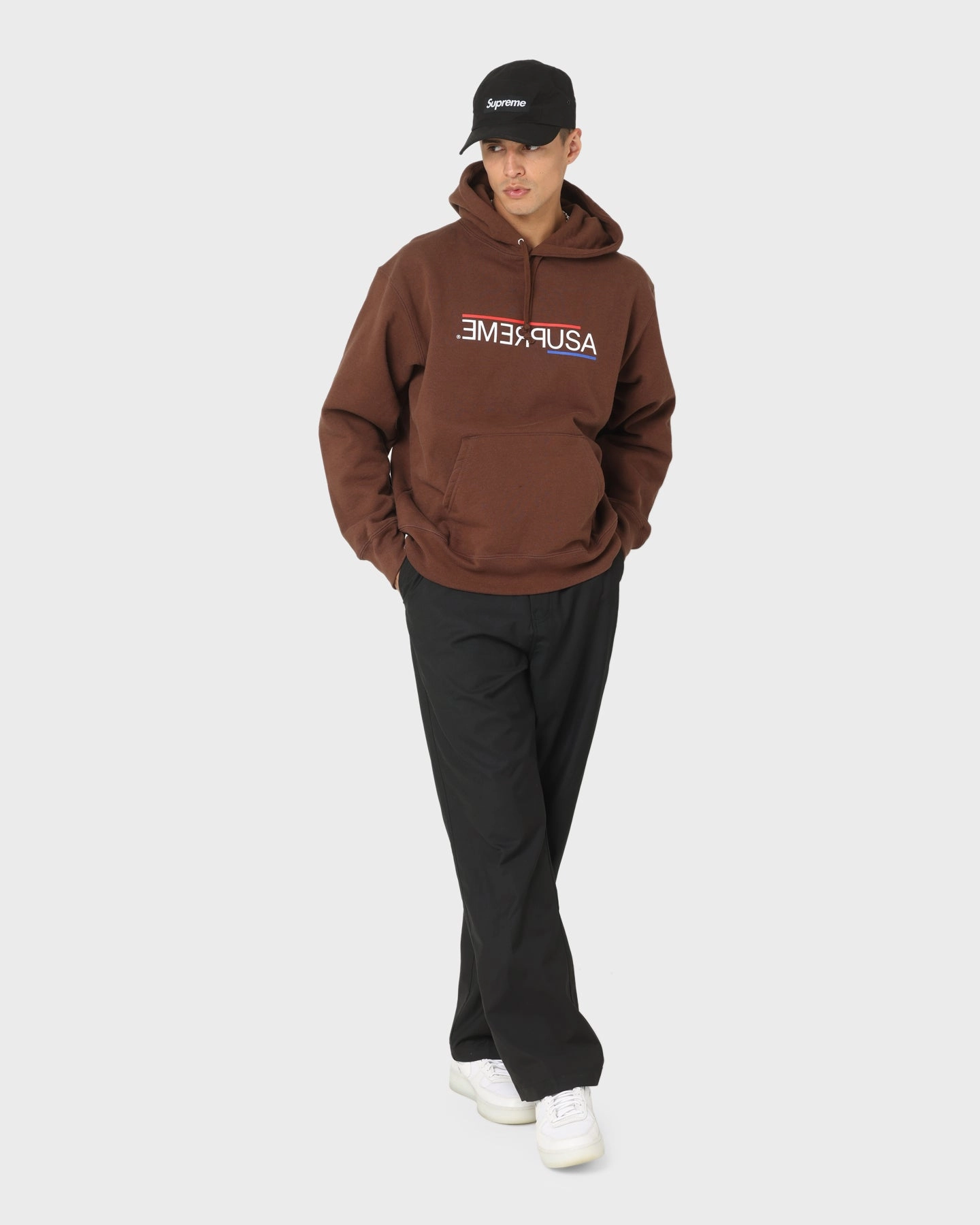 Supreme USA Hooded Sweatshirt Brown Consciousness Weekend Vibe