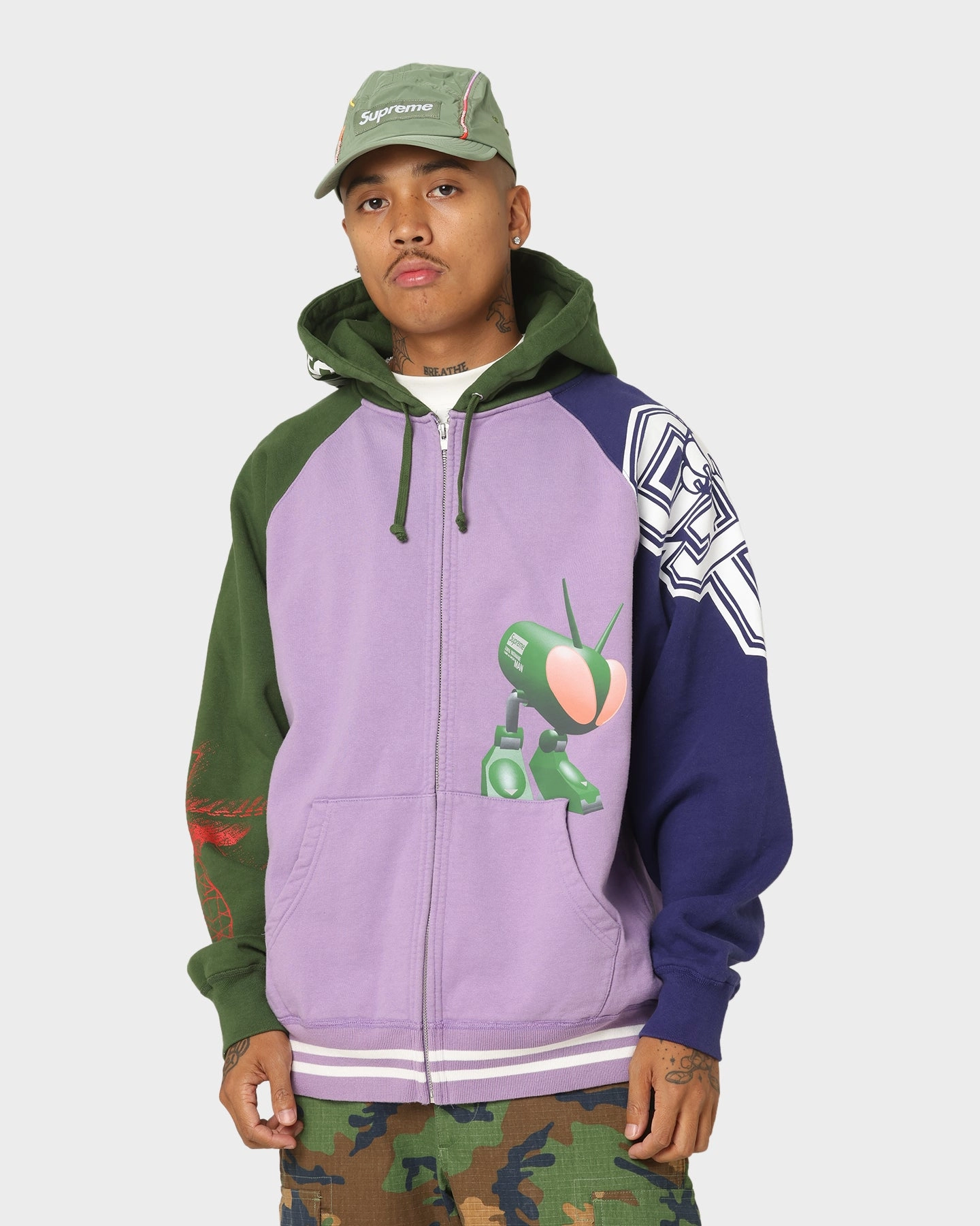 Supreme X Junya Zip Up Hooded Sweatshirt Violet Convertible Collar