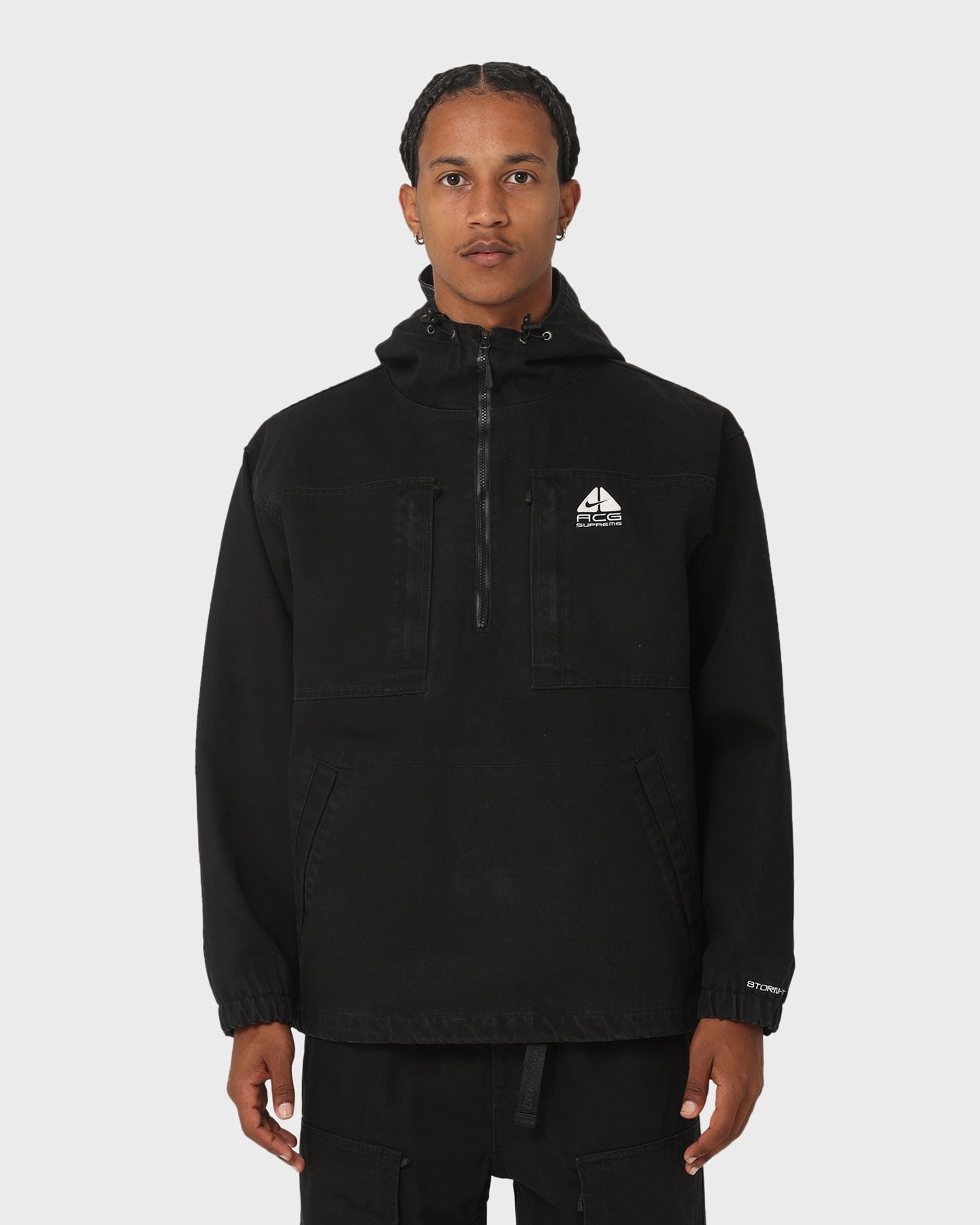 Durable Construction WaterResistant Shell Supreme X Nike ACG Denim Pullover Jacket Black