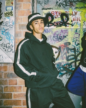 snowy Benefit Supreme X Stone Island Stripe Hoodie Black