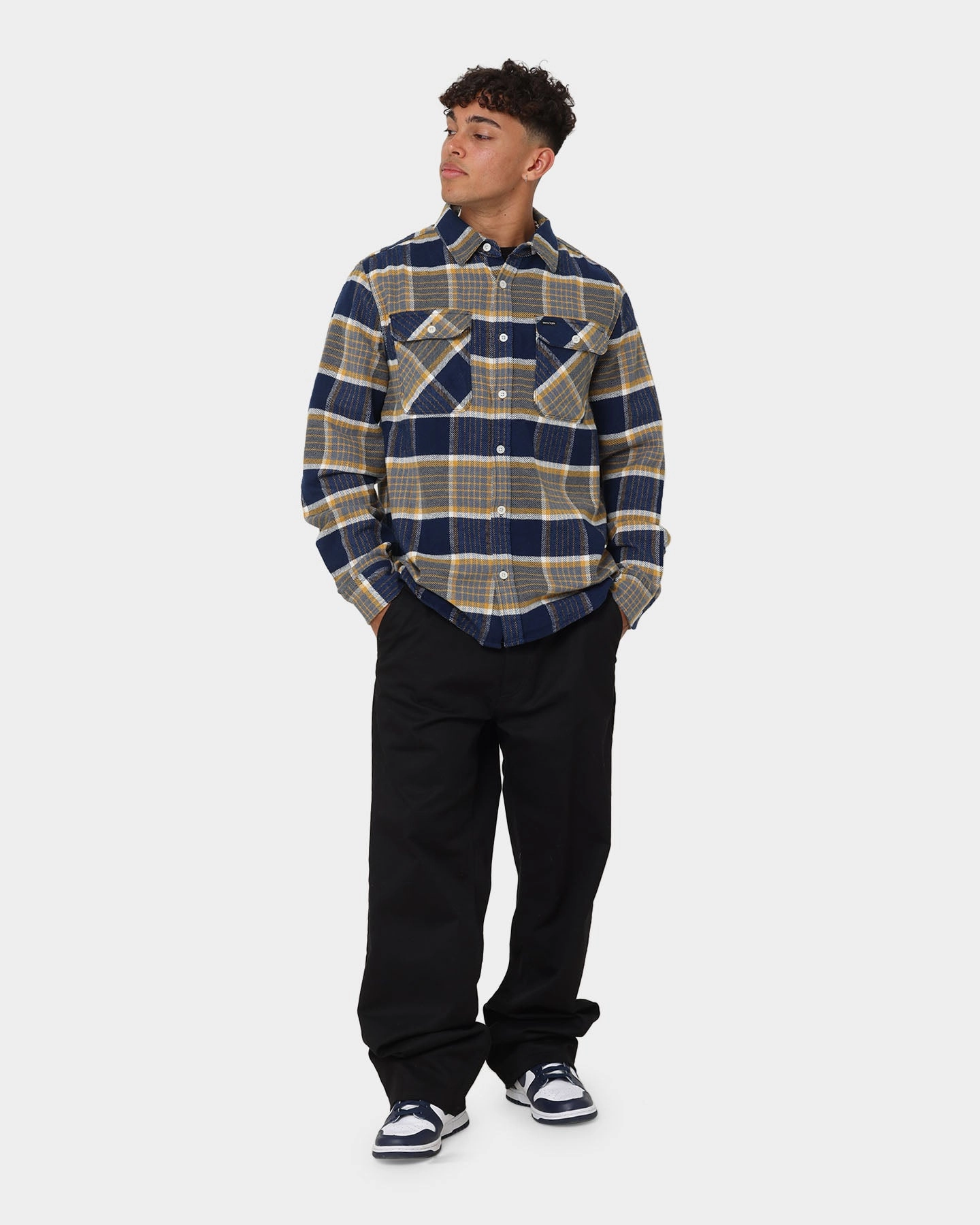 Fleece Regular Fit Brixton Bowery Flannel Jacket Moonlit Ocean
