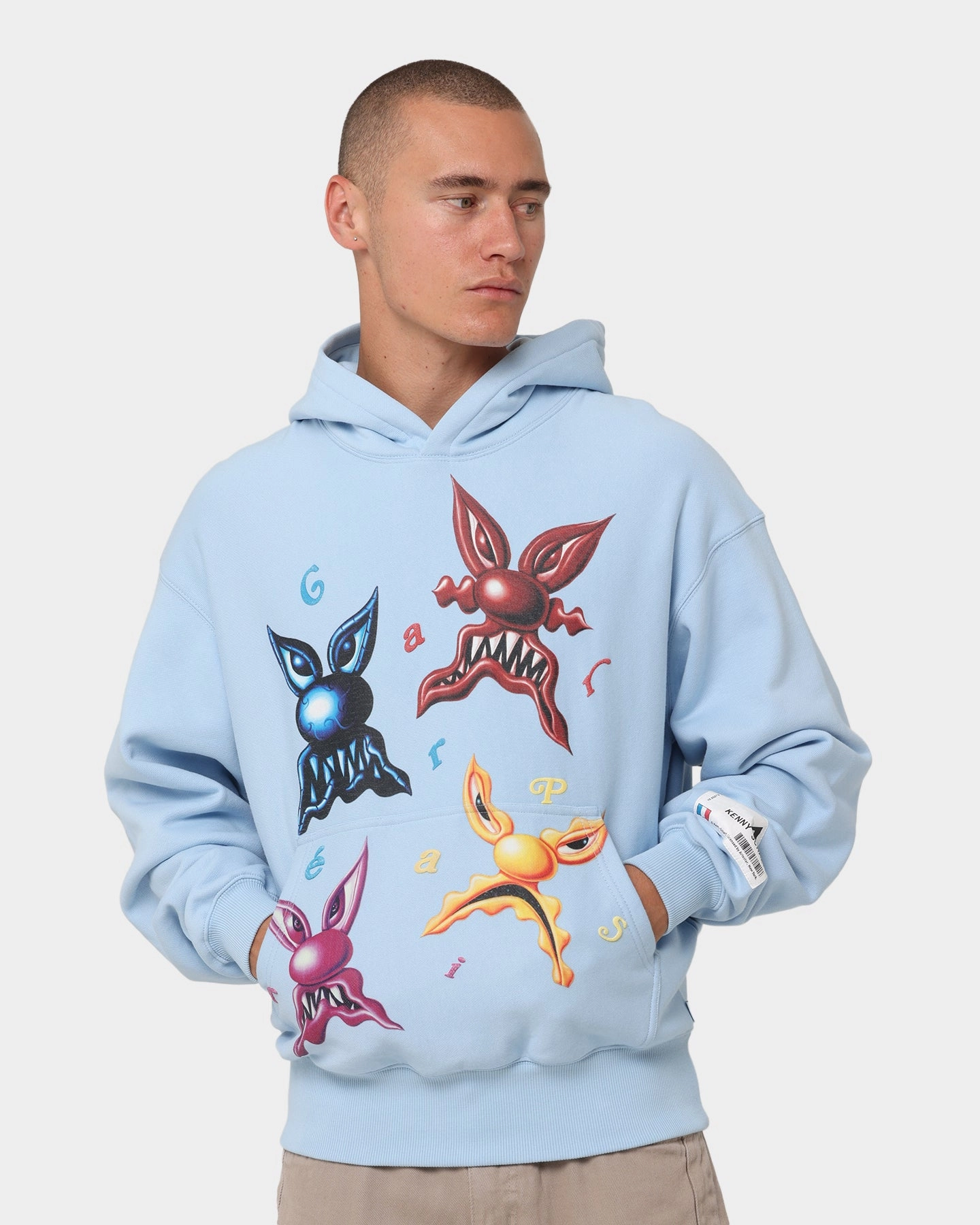 Breathable mesh Carr?? X Kenny Scharf Meanie Oversized Hoodie Light Blue