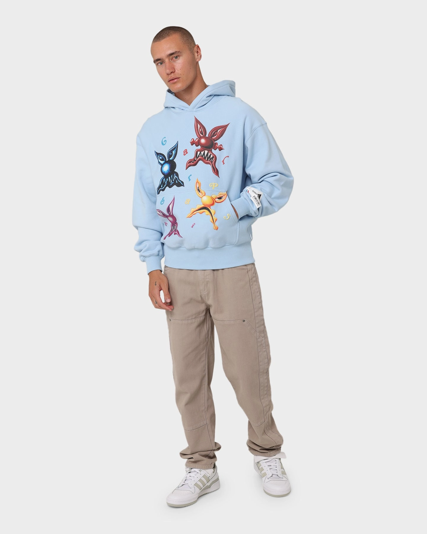 Carr?? X Kenny Scharf Meanie Oversized Hoodie Light Blue Smooth Zipper Action Outdoor Gear