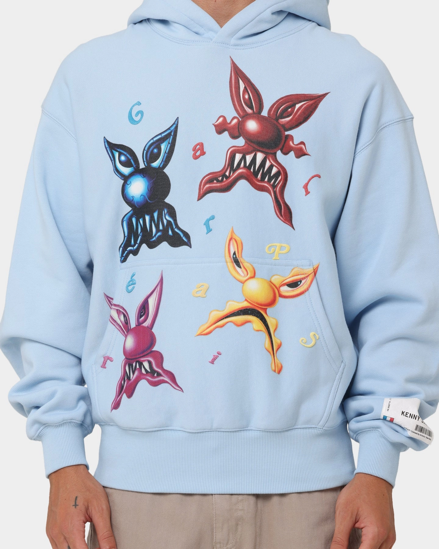 Carr?? X Kenny Scharf Meanie Oversized Hoodie Light Blue Soft Shell Material