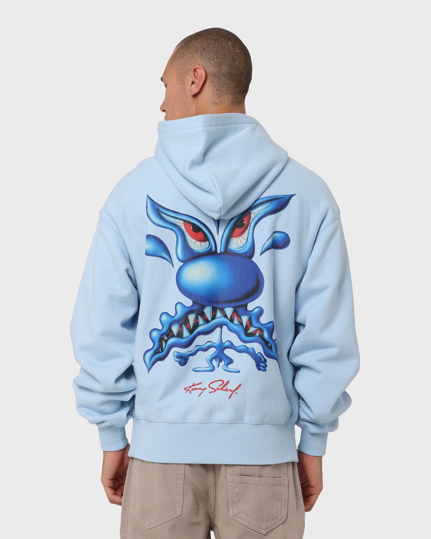 Wrap Carr?? X Kenny Scharf Meanie Oversized Hoodie Light Blue