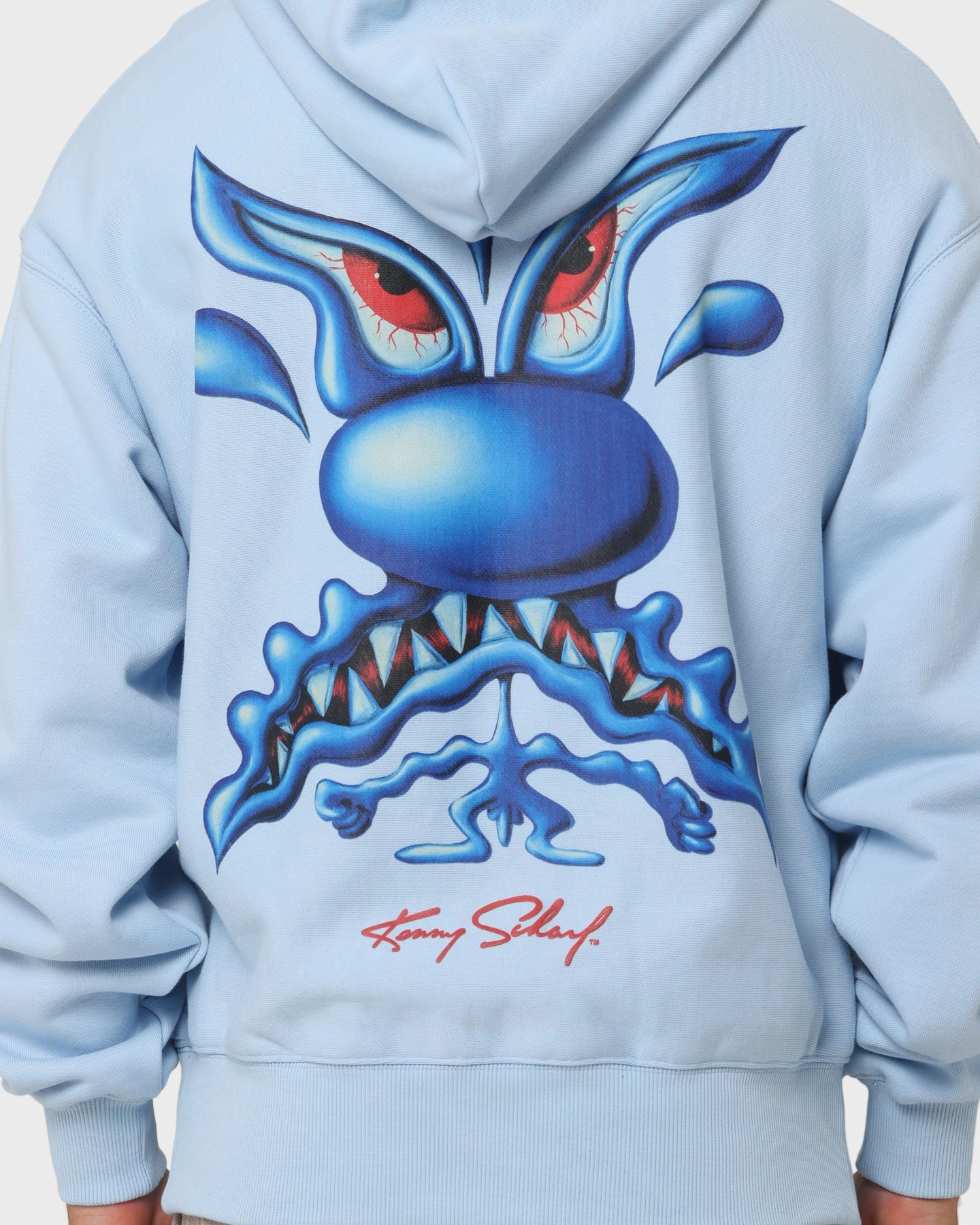 Durable Seams Carr?? X Kenny Scharf Meanie Oversized Hoodie Light Blue