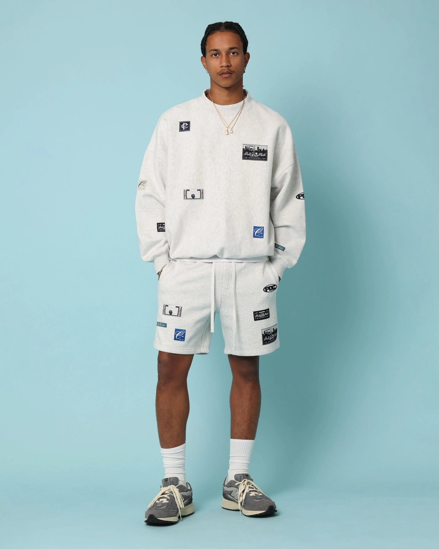 Fit Design Carr?? Patchwork Sweat Shorts Grey Marle