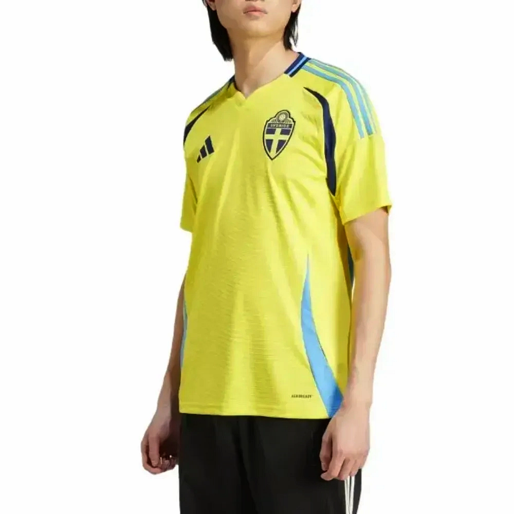 Sweden national team Home soccer jersey 2024/25 - Adidas Eco-friendly HighVisibility Trims