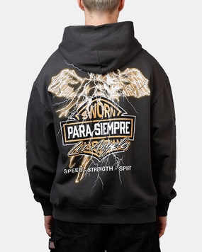 Sworn To Us Interstate Lighting 'Outlaw Spirit' Hoodie Washed Black snap closure