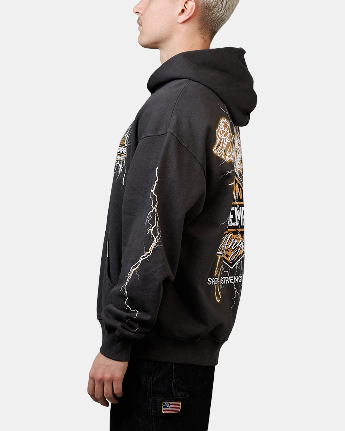 Dry Touch Flexible Neckline Sworn To Us Interstate Lighting 'Outlaw Spirit' Hoodie Washed Black