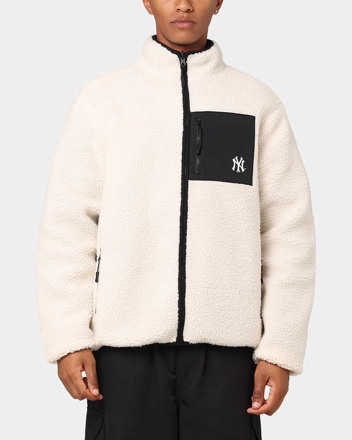 formal dinner Majestic Athletic New York Yankees Sherpa Jacket Vintage White