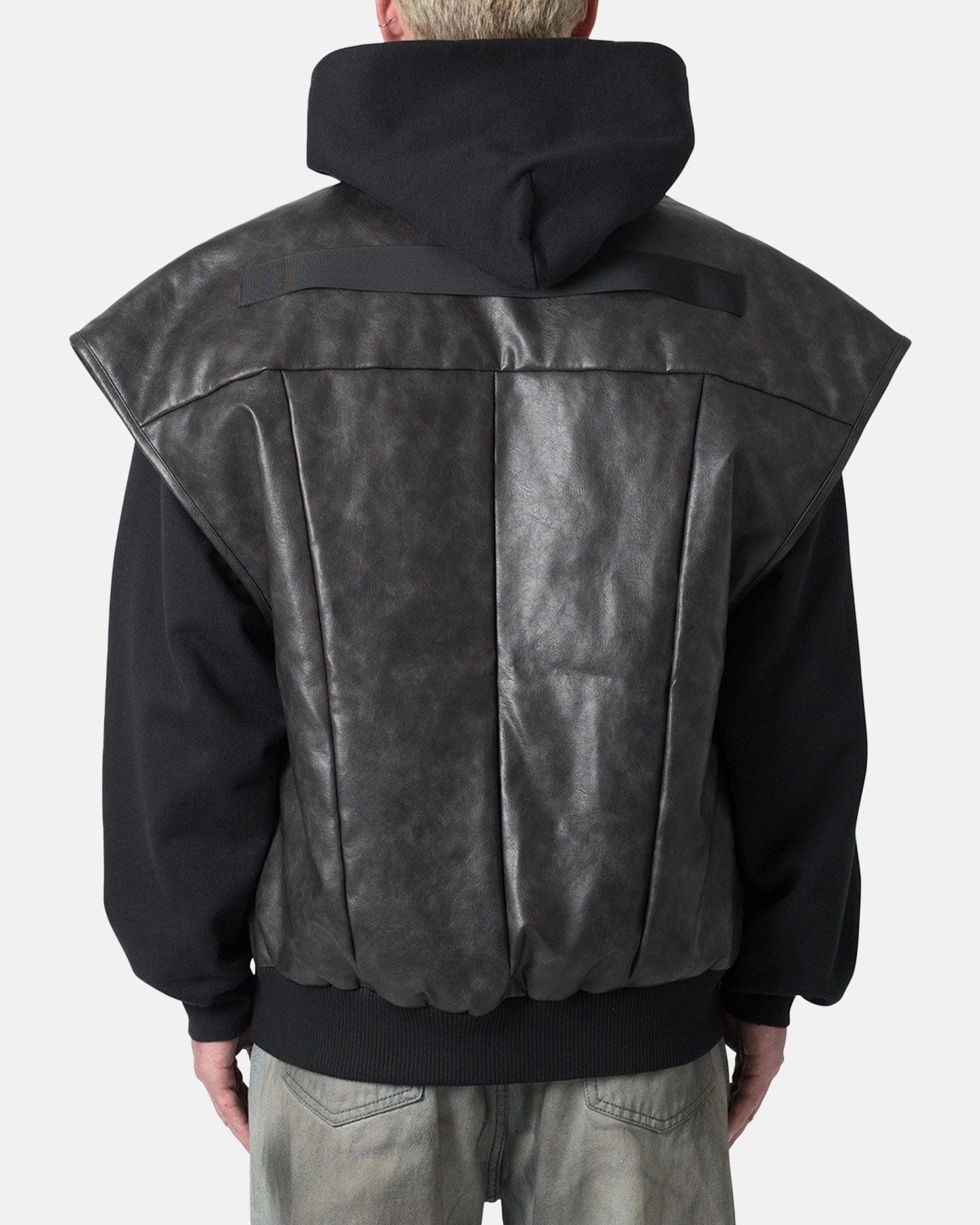 Utility MNML Leather Bomber Vest Black