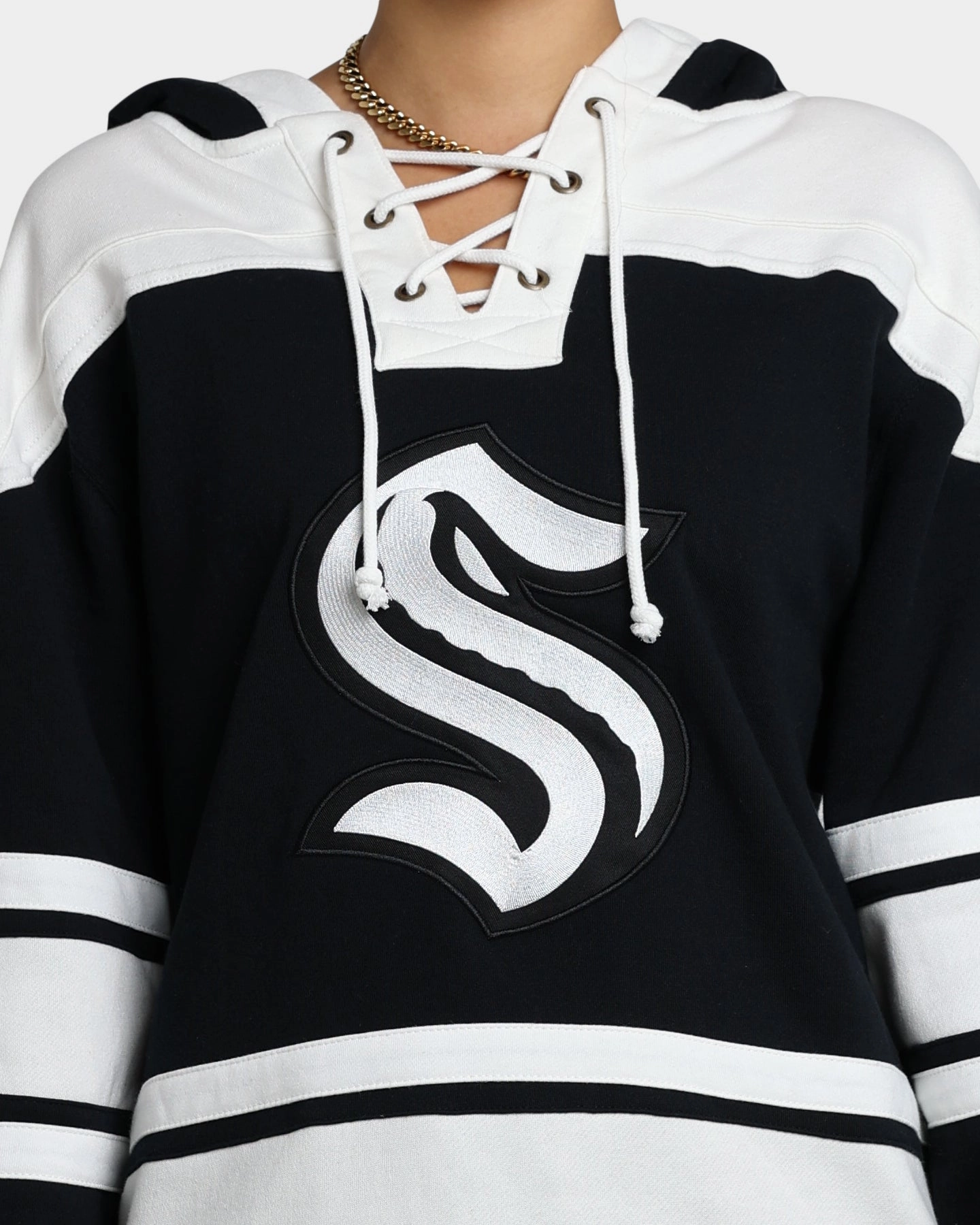 Thermal Reflective Lining 47 Brand Seattle Kraken Superior Lacer Hoodie Jet Black