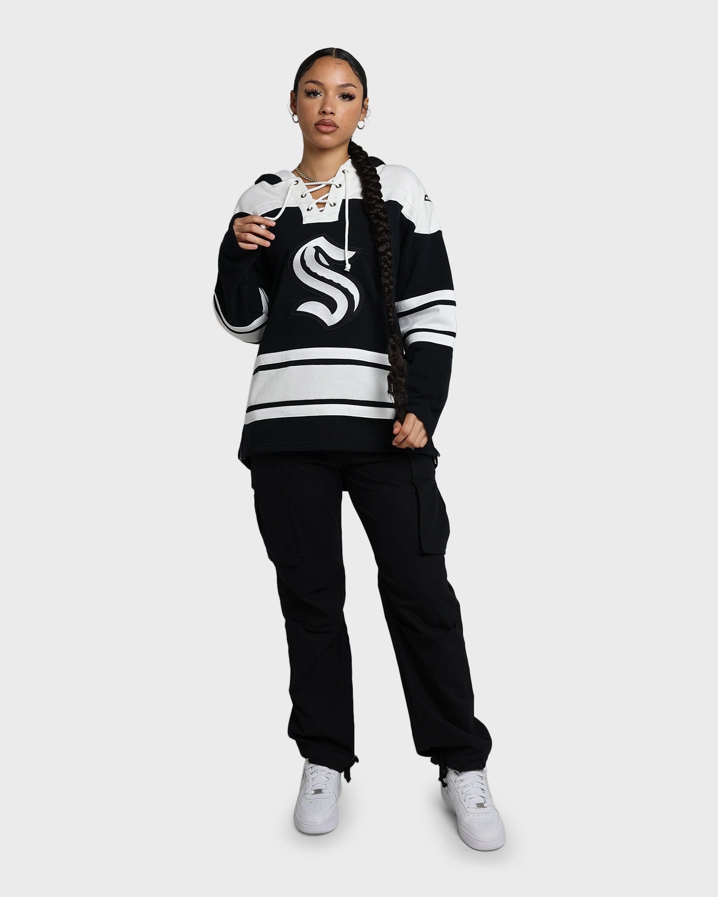 47 Brand Seattle Kraken Superior Lacer Hoodie Jet Black Non Chafing Edges