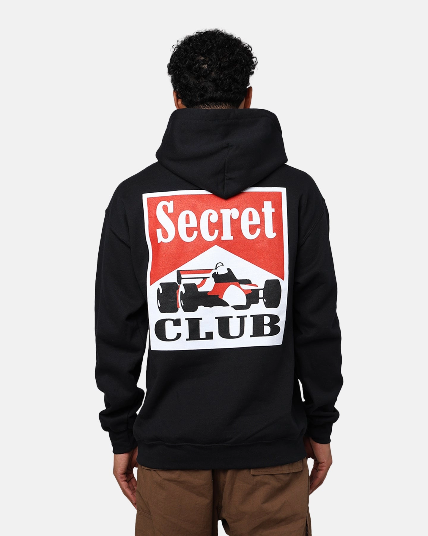 Secret Club Racing Hoodie Black Non Restrictive Collar Effortless Wear