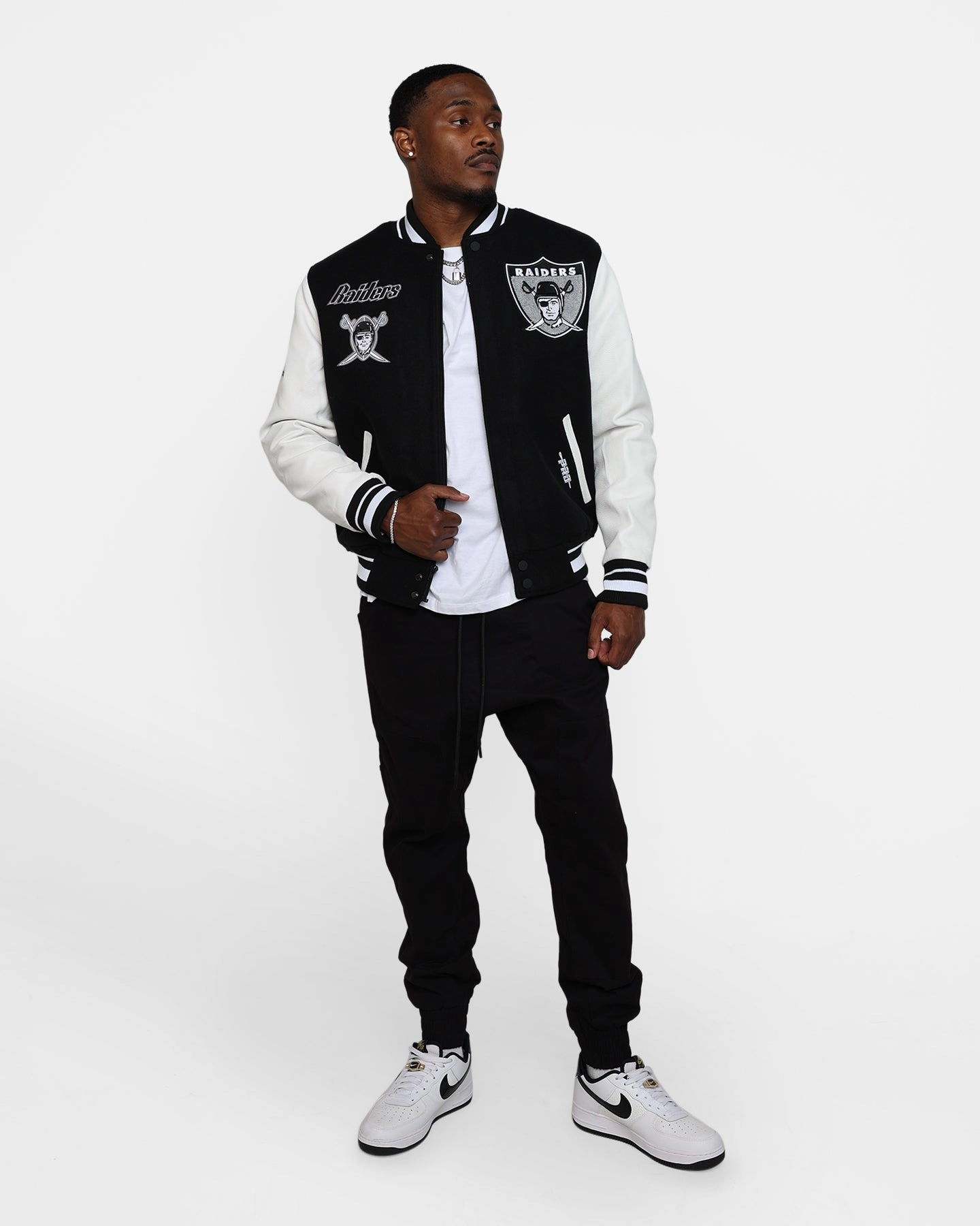 Involve Pro Standard Oakland Raiders Wool Varsity Jacket Black/White