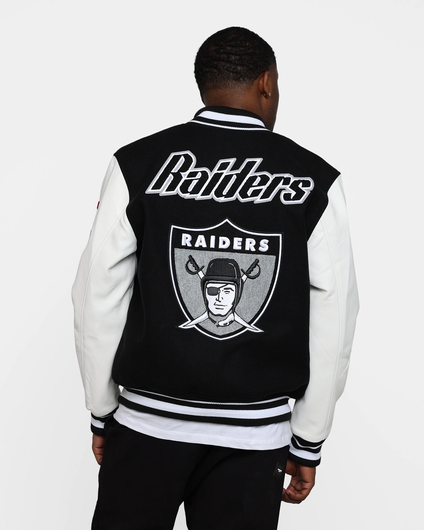 label Foldable Collar Pro Standard Oakland Raiders Wool Varsity Jacket Black/White