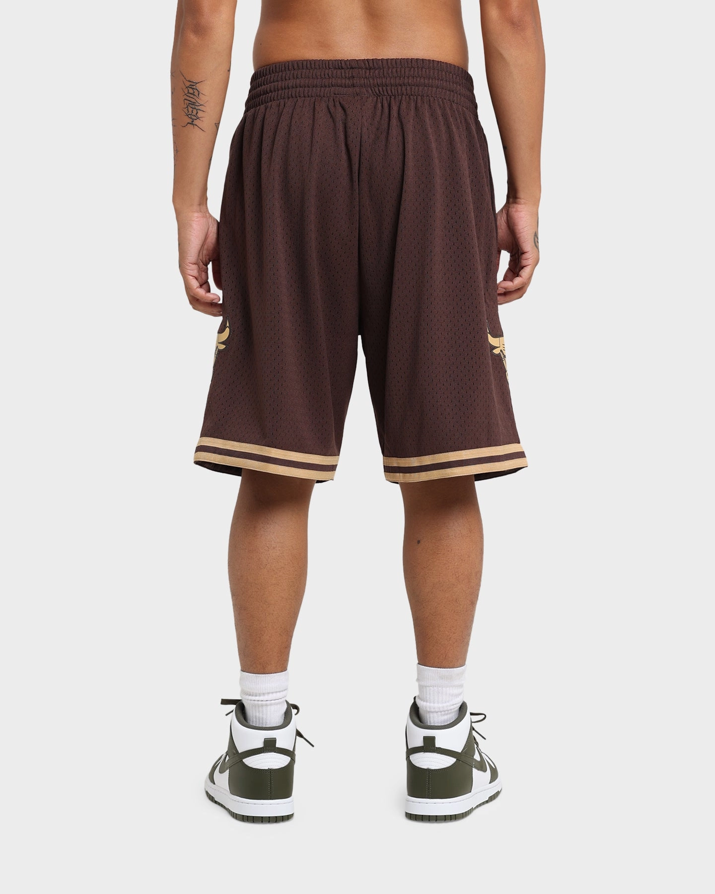 Reinforced Stitching Mitchell & Ness Chicago Bulls Lux Brown Swingman Shorts Baroque Brown