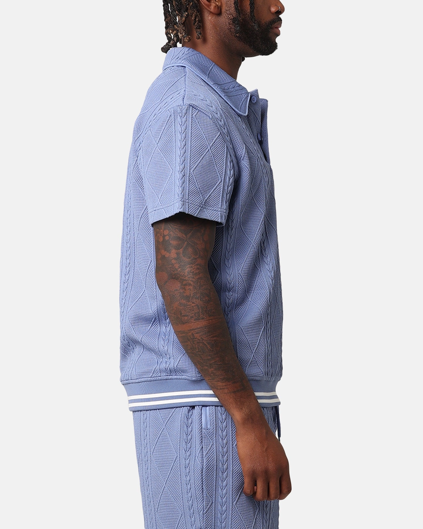 Microfiber Textile XXIII Danny Knit Polo Shirt Floral Blue