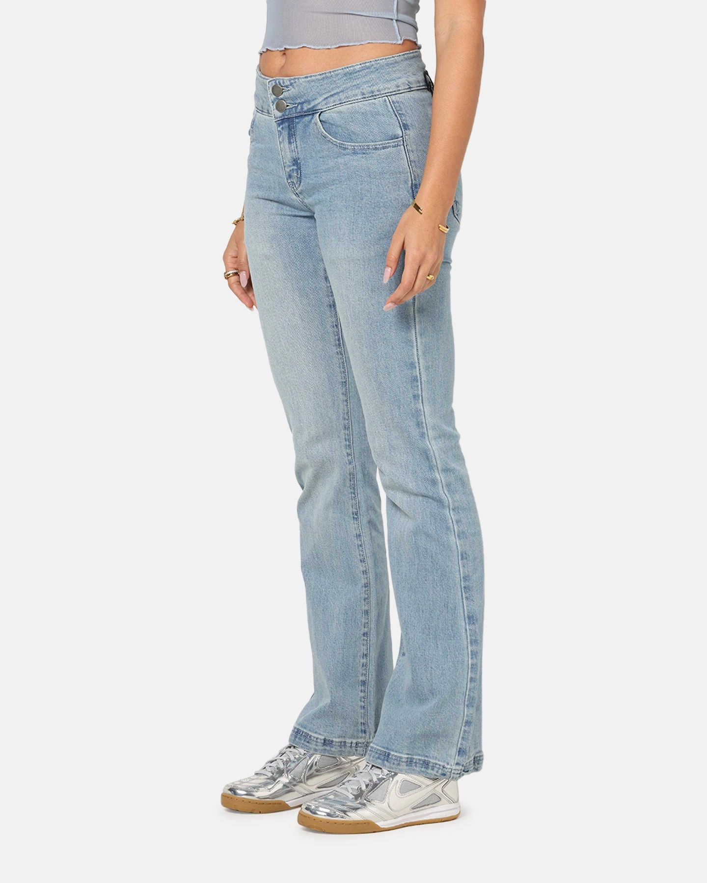 Modern Couple Look Waterless Wash Technology Ed Hardy Women's Low Rise Skinny Jeans Blue Denim