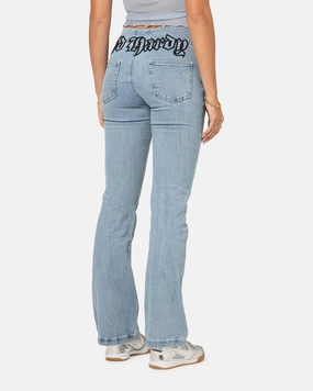 Anytime Wear UltraSoft Lining Ed Hardy Women's Low Rise Skinny Jeans Blue Denim