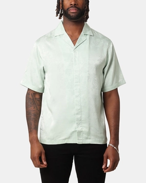 Durable Button Closures XXIII Carry Satin Button Up Shirt Sage Green
