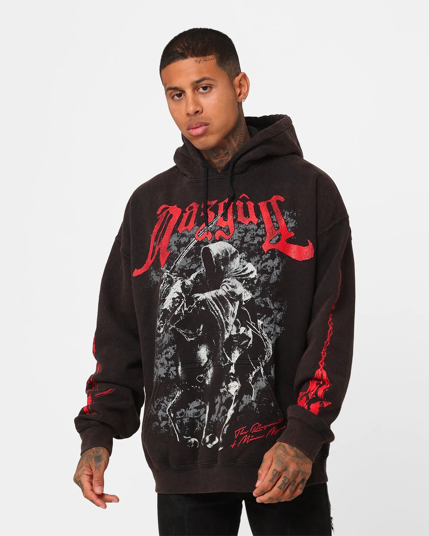 Variable Baffle Sizing American Thrift X The Lord Of The Rings Nazgul Vintage Hoodie Black Wash