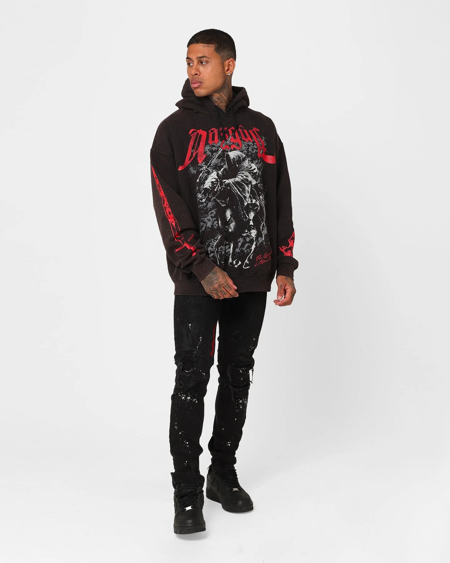 American Thrift X The Lord Of The Rings Nazgul Vintage Hoodie Black Wash elderly people