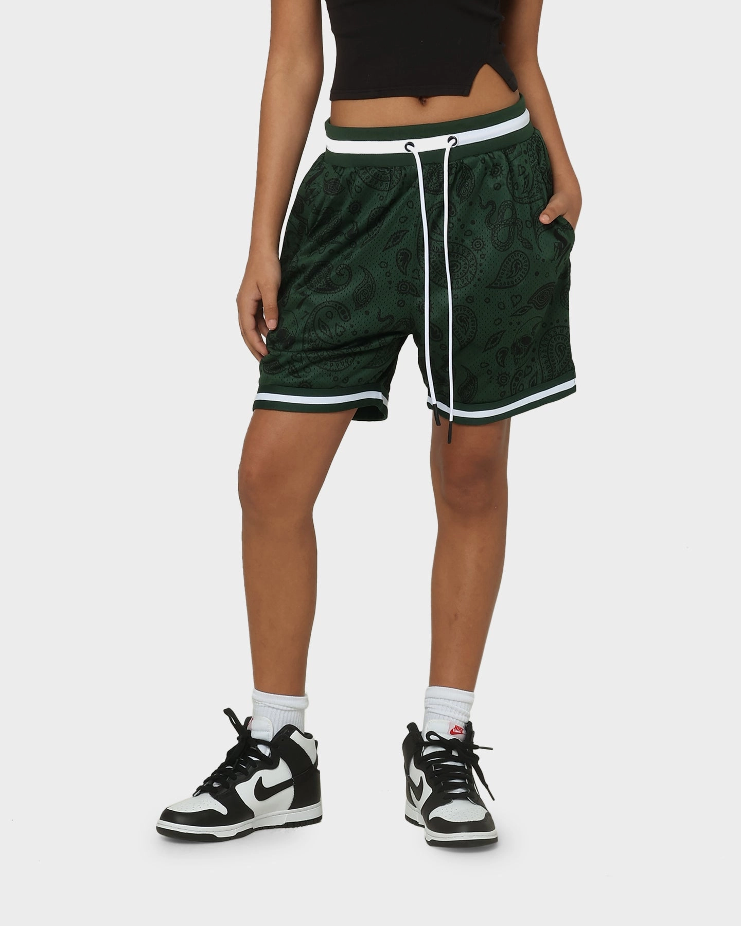 cycling attire barbecue outfit Saint Morta Paisley Olympus Ball Shorts Green/White