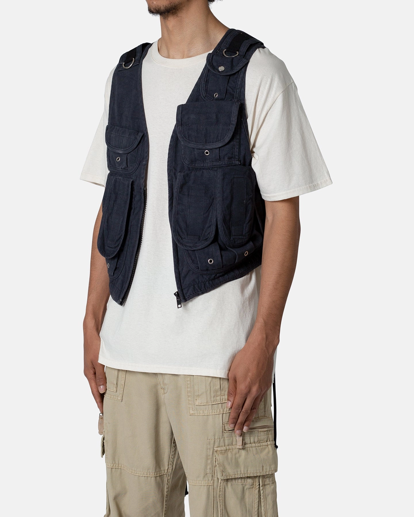 Softshell Fabric MNML Drawcord Utility Vest Black