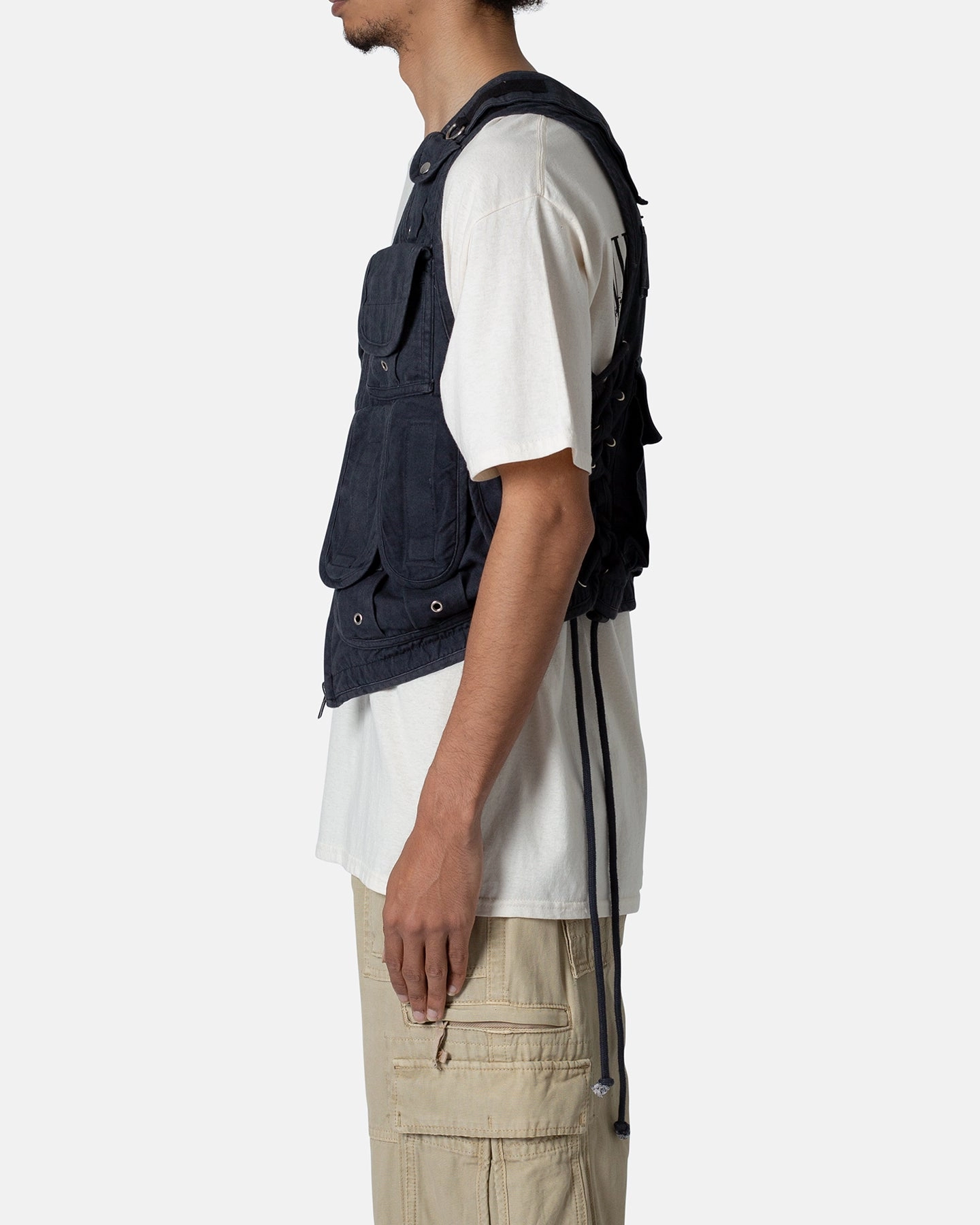 MNML Drawcord Utility Vest Black starlight full-zip