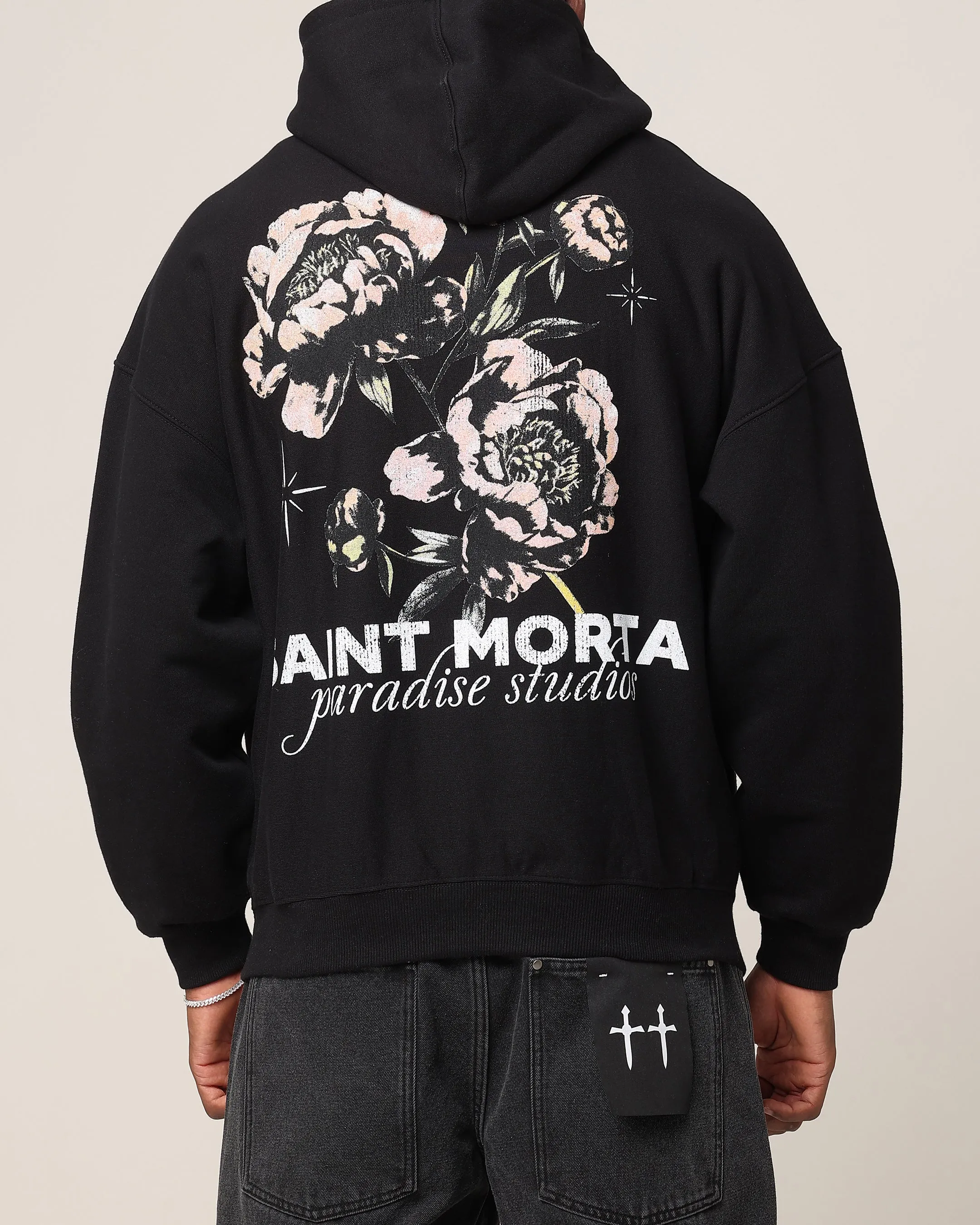 Double Layered Insulation Saint Morta Wildflower Hoodie Black