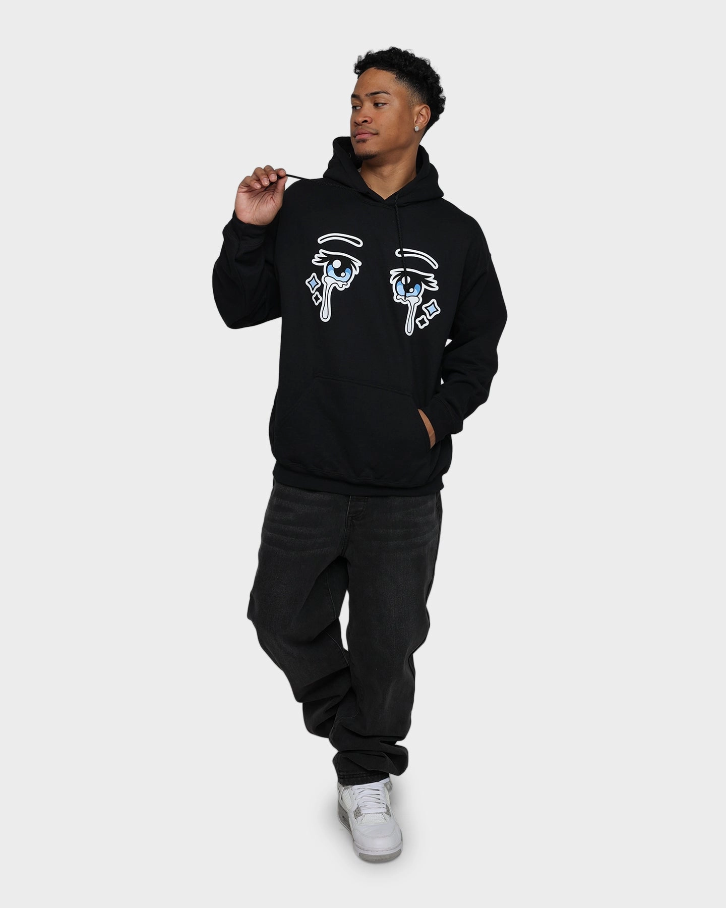 Reinforced Stitching Goat Crew Ocean Eyes Hoodie Black