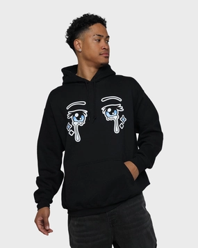 NonIrritating Tagless Neck Goat Crew Ocean Eyes Hoodie Black