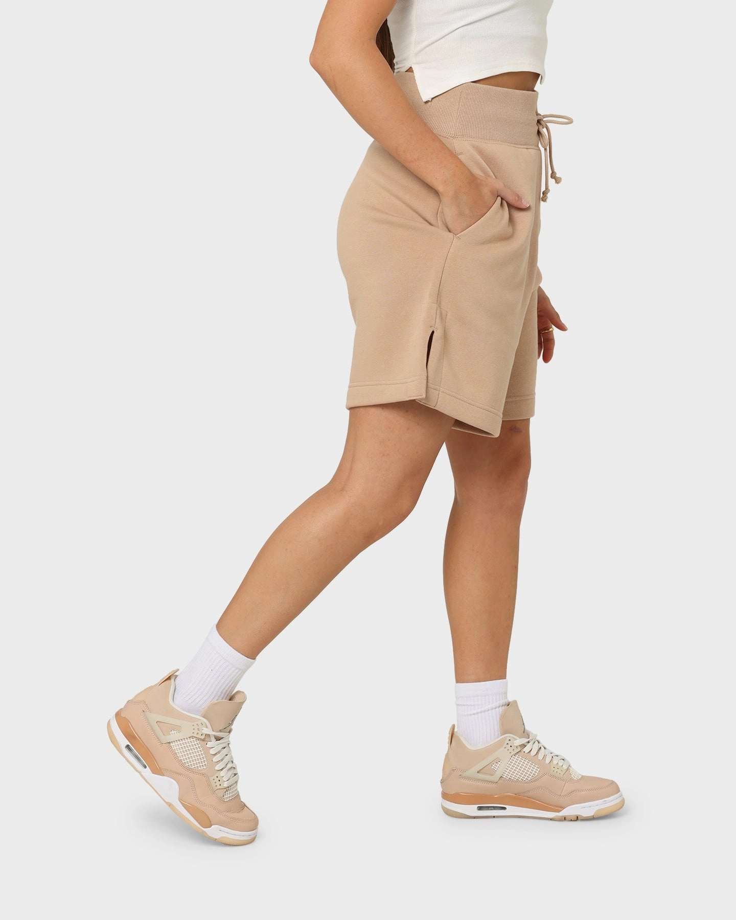 Coastal Style Warm Season Nike Women's Sportswear Phoenix Fleece High Waisted Loose Fit Shorts Hemp/Sail