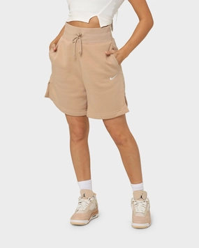 Sporty Comfort Golf Apparel Nike Women's Sportswear Phoenix Fleece High Waisted Loose Fit Shorts Hemp/Sail