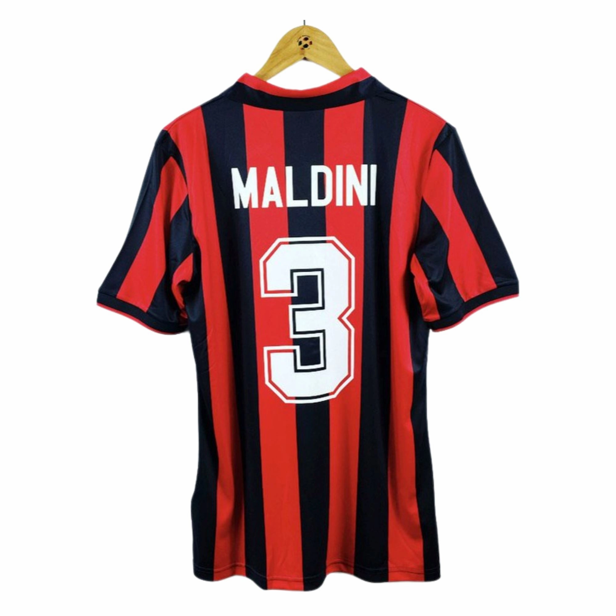 1993/94 AC Milan Home Jersey Maldini #3 Double Layered Edge Reinforcement Vented Back Design